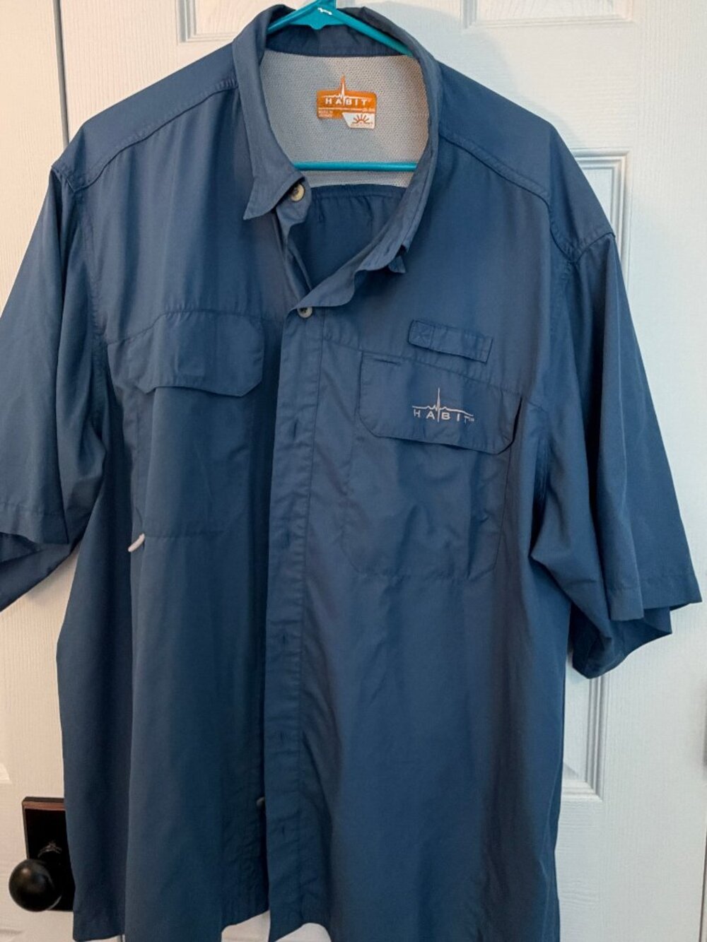 Habit, 2XL blue short sleever fishing shirt
